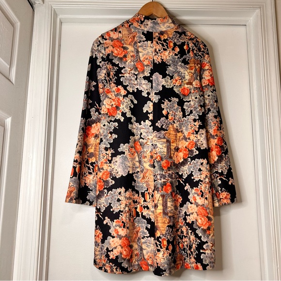 Zara Mock Neck Asian Print Dress - Size S - Picture 6 of 10